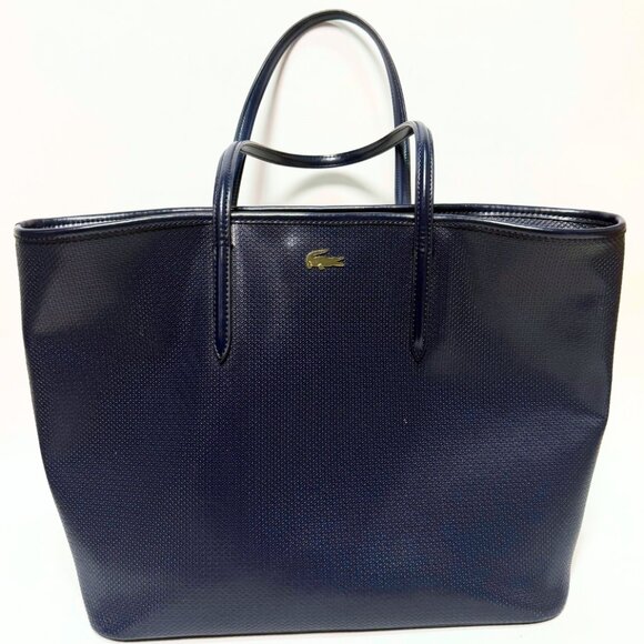 Lacoste Chantaco Bag | Coated Split Cow Leather | Carry-All Bag | Navy Blue - Picture 1 of 12